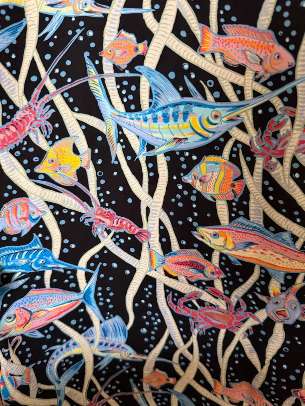Reyn Spooner Black Maxi Dress with Multicolor Fish Print - Picture 3 of 7